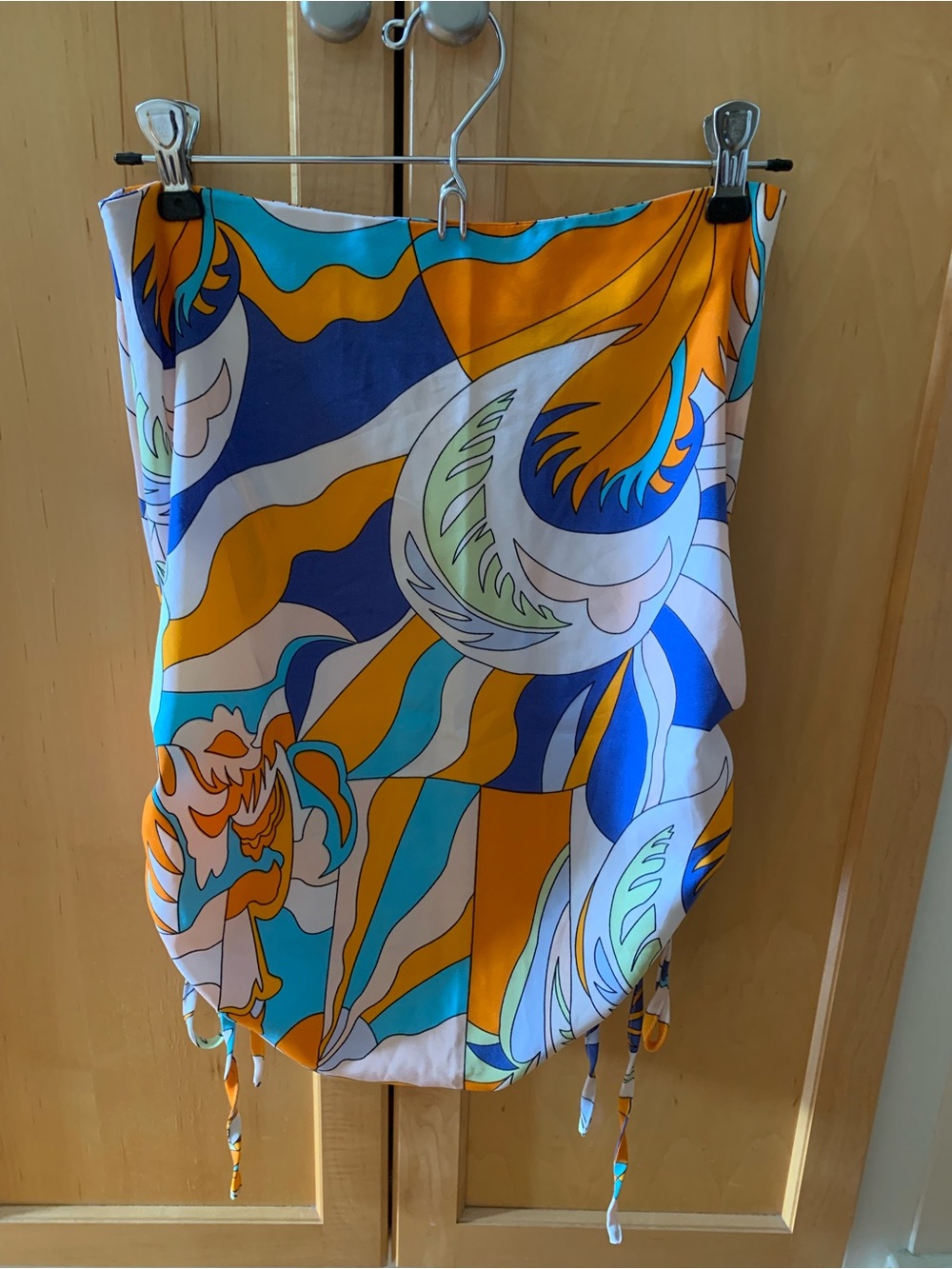 SHEIN Teal, Blue, Orange & White Abstract Skirt Size S